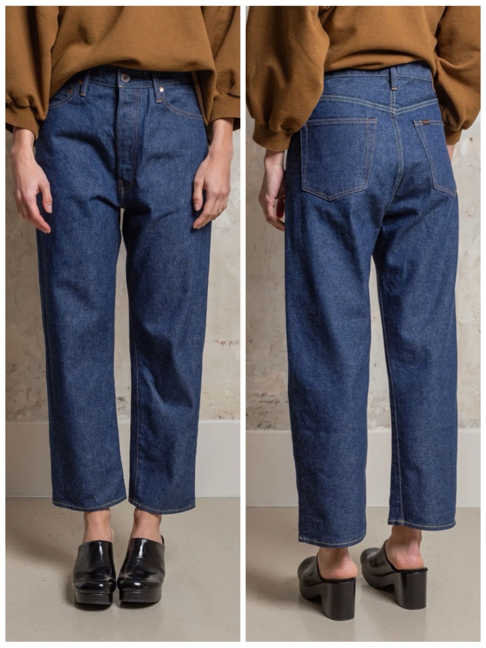 CHIMALA Women Size 26 Dark Rinse Japanese Selvedge Denim Wide Tapered Cut Jean
